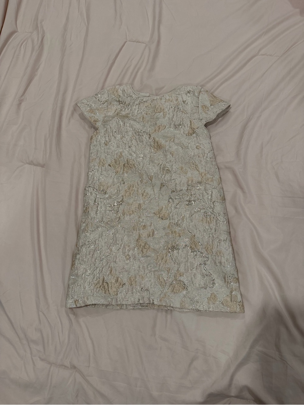 Primark White and Gold Brocade Girls Dress